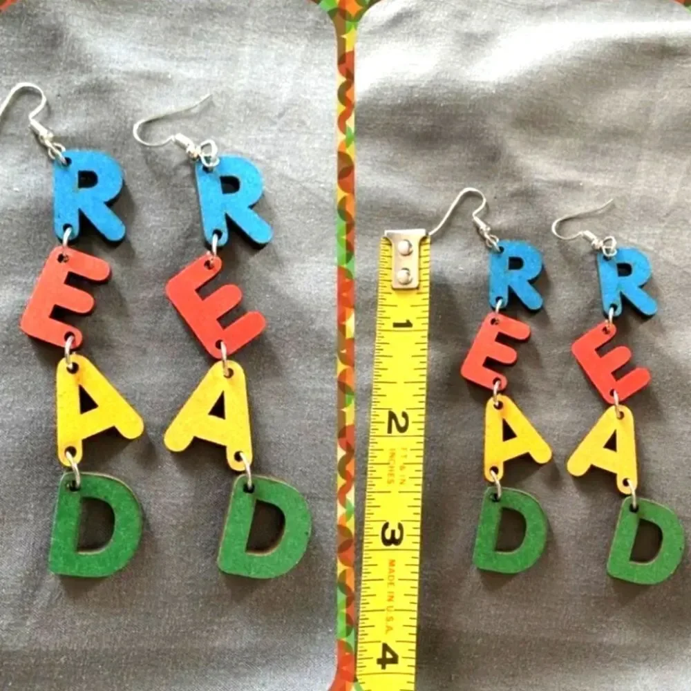 Colorful Read  fun dangle earrings For Kids And Adults